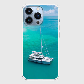 Чехол для iPhone 13 Pro с принтом ПАРУСНИК | SAILBOAT (Z) ,  |  | boat | sailboat | ship | ships | кораблик | кораблики | корабль | лагуна | лодка | лодочка | мореход | одинокая лодка | парус | парусник | судно | яхта | яхты