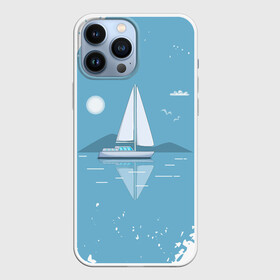 Чехол для iPhone 13 Pro Max с принтом ОДИНОКИЙ ПАРУСНИК | SAILBOAT (Z) ,  |  | boat | sailboat | ship | ships | бумага | кораблик | кораблики | корабль | красный парус | лодка | лодочка на белом | мореход | одинокая лодка | оригами | парус | парусник | судно | яхта