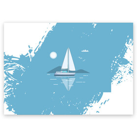 Поздравительная открытка с принтом ОДИНОКИЙ ПАРУСНИК | SAILBOAT (Z) , 100% бумага | плотность бумаги 280 г/м2, матовая, на обратной стороне линовка и место для марки
 | boat | sailboat | ship | ships | бумага | кораблик | кораблики | корабль | красный парус | лодка | лодочка на белом | мореход | одинокая лодка | оригами | парус | парусник | судно | яхта