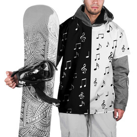 Накидка на куртку 3D с принтом черное и белое | Black & white , 100% полиэстер |  | black | music | white | белое | музыка | черное