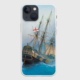 Чехол для iPhone 13 mini с принтом The Sea Devil ,  |  | Тематика изображения на принте: ocean | sea | ship | summer | волны | океан | парусник