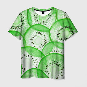 Мужская футболка 3D с принтом Green Kiwi , 100% полиэфир | прямой крой, круглый вырез горловины, длина до линии бедер | Тематика изображения на принте: fresh | fruits | green | kiwi | киви