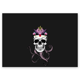 Поздравительная открытка с принтом Octo-Queen , 100% бумага | плотность бумаги 280 г/м2, матовая, на обратной стороне линовка и место для марки
 | abyss | crown | depth | ocean | octopus | queen | sea | shell | skull | water | вода | глубина | королева | корона | море | океан | осьминог | пучина | ракушка | череп
