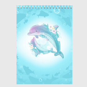Скетчбук с принтом Два дельфина , 100% бумага
 | 48 листов, плотность листов — 100 г/м2, плотность картонной обложки — 250 г/м2. Листы скреплены сверху удобной пружинной спиралью | Тематика изображения на принте: cute | dolphin | два дельфина | дельфин | дельфин в море | дельфинами | милый | мир | подводный