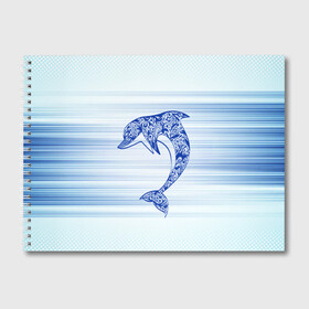 Альбом для рисования с принтом Дельфин , 100% бумага
 | матовая бумага, плотность 200 мг. | Тематика изображения на принте: cute | dolphin | два дельфина | дельфин | дельфин в море | дельфинами | милый | мир | подводный