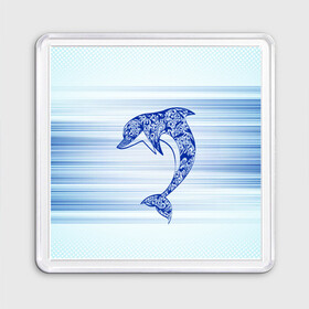 Магнит 55*55 с принтом Дельфин , Пластик | Размер: 65*65 мм; Размер печати: 55*55 мм | cute | dolphin | два дельфина | дельфин | дельфин в море | дельфинами | милый | мир | подводный