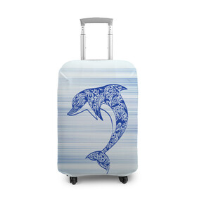 Чехол для чемодана 3D с принтом Дельфин , 86% полиэфир, 14% спандекс | двустороннее нанесение принта, прорези для ручек и колес | Тематика изображения на принте: cute | dolphin | два дельфина | дельфин | дельфин в море | дельфинами | милый | мир | подводный