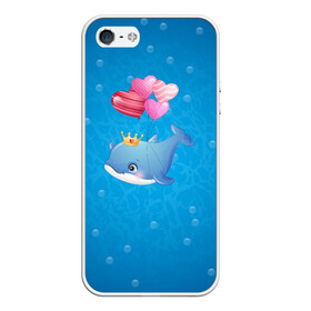 Чехол для iPhone 5/5S матовый с принтом Дельфин с воздушными шариками , Силикон | Область печати: задняя сторона чехла, без боковых панелей | cute | dolphin | два дельфина | дельфин | дельфин в море | дельфинами | милый | мир | подводный