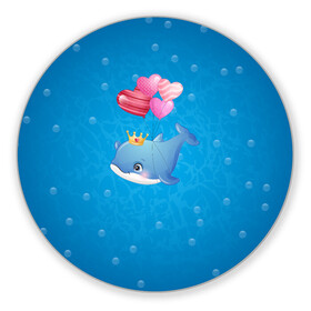 Коврик для мышки круглый с принтом Дельфин с воздушными шариками , резина и полиэстер | круглая форма, изображение наносится на всю лицевую часть | cute | dolphin | два дельфина | дельфин | дельфин в море | дельфинами | милый | мир | подводный