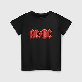 Детская футболка хлопок с принтом AC/DC , 100% хлопок | круглый вырез горловины, полуприлегающий силуэт, длина до линии бедер | ac | ac dc | ac|dc | angus young | dc. logo | hard | rock | ангус янг | логотип