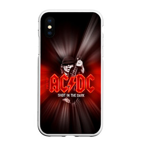 Чехол для iPhone XS Max матовый с принтом AC/DC: Angus Young , Силикон | Область печати: задняя сторона чехла, без боковых панелей | ac | ac dc | ac|dc | angus young | dc. logo | hard | rock | ангус янг | логотип