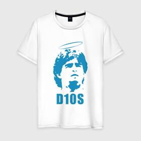Мужская футболка хлопок с принтом Dios Maradona , 100% хлопок | прямой крой, круглый вырез горловины, длина до линии бедер, слегка спущенное плечо. | argentina | maradona | messi | sport | аргентина | гол | диего | марадона | месси | мяч | рука бога | спорт | футбол | чемпион