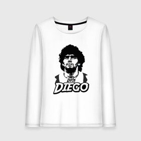 Женский лонгслив хлопок с принтом Dios Diego , 100% хлопок |  | argentina | maradona | messi | sport | аргентина | гол | диего | марадона | месси | мяч | рука бога | спорт | футбол | чемпион