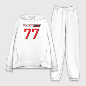 Женский костюм хлопок Oversize с принтом Hockey life   Number series ,  |  | 77 | hockey | number | sport | номер | хоккей