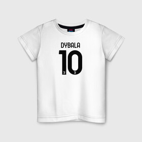 Детская футболка хлопок с принтом Dybala 10 номер Ювентус , 100% хлопок | круглый вырез горловины, полуприлегающий силуэт, длина до линии бедер | 10 | ac milan | champions | fifa | juve | juventus | juvi | paulo dybala | soccer | uefa | дубала | лига чемпионов | номер | пауло дибала | сборная аргентины | спорт | уефа | фифа | фк | футбол | футболист | футбольный клуб | 