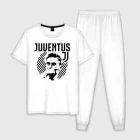 Мужская пижама хлопок с принтом Juventus Paulo Dybala , 100% хлопок | брюки и футболка прямого кроя, без карманов, на брюках мягкая резинка на поясе и по низу штанин
 | 10 | ac milan | champions | fifa | juve | juventus | juvi | paulo dybala | soccer | uefa | дубала | лига чемпионов | номер | пауло дибала | сборная аргентины | спорт | уефа | фифа | фк | футбол | футболист | футбольный клуб | 