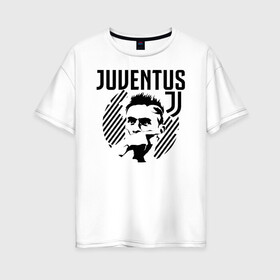 Женская футболка хлопок Oversize с принтом Juventus Paulo Dybala , 100% хлопок | свободный крой, круглый ворот, спущенный рукав, длина до линии бедер
 | 10 | ac milan | champions | fifa | juve | juventus | juvi | paulo dybala | soccer | uefa | дубала | лига чемпионов | номер | пауло дибала | сборная аргентины | спорт | уефа | фифа | фк | футбол | футболист | футбольный клуб | 