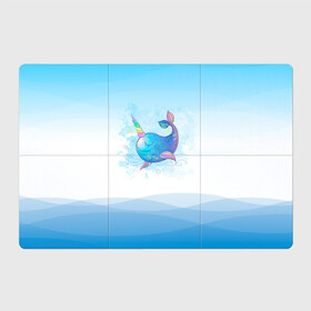 Магнитный плакат 3Х2 с принтом Дельфин единорог , Полимерный материал с магнитным слоем | 6 деталей размером 9*9 см | cute | dolphin | unicorn | два дельфина | дельфин | дельфин в море | дельфинами | единорог | милый | мир | подводный