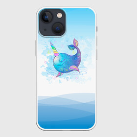 Чехол для iPhone 13 mini с принтом Дельфин единорог ,  |  | cute | dolphin | unicorn | два дельфина | дельфин | дельфин в море | дельфинами | единорог | милый | мир | подводный