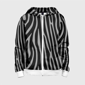 Детская толстовка 3D на молнии с принтом Zebra Camouflage , 100% полиэстер |  манжеты и пояс оформлены широкой мягкой резинкой, двухслойный капюшон со шнурком для регулировки, спереди карманы и застежка-молния
 | Тематика изображения на принте: animal | blackandwhite | camouflage | stripes | zebra