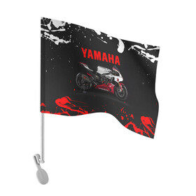 Флаг для автомобиля с принтом YAMAHA [004] , 100% полиэстер | Размер: 30*21 см | Тематика изображения на принте: moto | yamaha | мотоцикл | ямана | ямаха