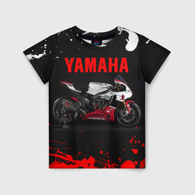 Детская футболка 3D с принтом YAMAHA [004] , 100% гипоаллергенный полиэфир | прямой крой, круглый вырез горловины, длина до линии бедер, чуть спущенное плечо, ткань немного тянется | moto | yamaha | мотоцикл | ямана | ямаха