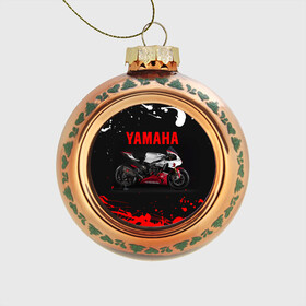 Стеклянный ёлочный шар с принтом YAMAHA [004] , Стекло | Диаметр: 80 мм | moto | yamaha | мотоцикл | ямана | ямаха