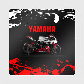 Магнит виниловый Квадрат с принтом YAMAHA [004] , полимерный материал с магнитным слоем | размер 9*9 см, закругленные углы | moto | yamaha | мотоцикл | ямана | ямаха