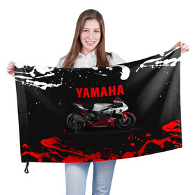 Флаг 3D с принтом YAMAHA [004] , 100% полиэстер | плотность ткани — 95 г/м2, размер — 67 х 109 см. Принт наносится с одной стороны | Тематика изображения на принте: moto | yamaha | мотоцикл | ямана | ямаха