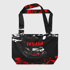 Пляжная сумка 3D с принтом YAMAHA [004] , 100% полиэстер | застегивается на металлическую кнопку; внутренний карман застегивается на молнию. Стенки укреплены специальным мягким материалом, чтобы защитить содержимое от несильных ударов
 | moto | yamaha | мотоцикл | ямана | ямаха