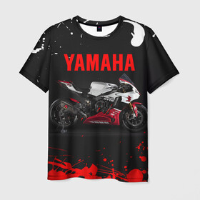 Мужская футболка 3D с принтом YAMAHA [004] , 100% полиэфир | прямой крой, круглый вырез горловины, длина до линии бедер | moto | yamaha | мотоцикл | ямана | ямаха