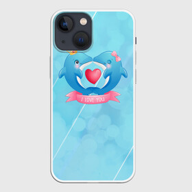 Чехол для iPhone 13 mini с принтом Два дельфина. I love you ,  |  | cute | dolphin | i love you | два дельфина | дельфин | дельфин в море | дельфинами | любовь | милый | мир | подводный