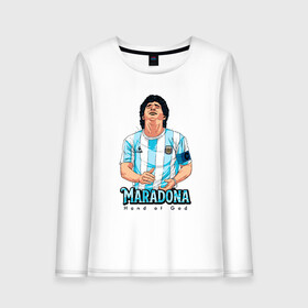 Женский лонгслив хлопок с принтом Марадона - Рука Бога , 100% хлопок |  | argentina | maradona | messi | sport | аргентина | гол | диего | марадона | месси | мяч | рука бога | спорт | футбол | чемпион