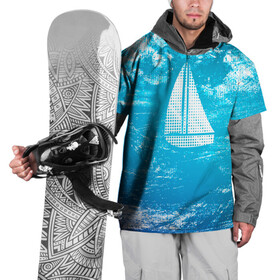 Накидка на куртку 3D с принтом Парусная лодка , 100% полиэстер |  | sailboat | кораблик | корабль | лодка | на голубом | парус | паруса | парусная лодка | халфтон