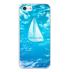 Чехол для iPhone 5/5S матовый с принтом Парусная лодка , Силикон | Область печати: задняя сторона чехла, без боковых панелей | sailboat | кораблик | корабль | лодка | на голубом | парус | паруса | парусная лодка | халфтон