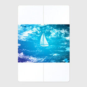 Магнитный плакат 2Х3 с принтом Парусная лодка , Полимерный материал с магнитным слоем | 6 деталей размером 9*9 см | sailboat | кораблик | корабль | лодка | на голубом | парус | паруса | парусная лодка | халфтон