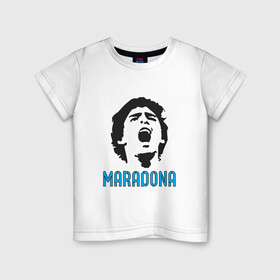 Детская футболка хлопок с принтом Maradona Scream , 100% хлопок | круглый вырез горловины, полуприлегающий силуэт, длина до линии бедер | Тематика изображения на принте: argentina | maradona | messi | sport | аргентина | гол | диего | марадона | месси | мяч | рука бога | спорт | футбол | чемпион