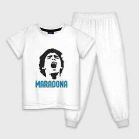 Детская пижама хлопок с принтом Maradona Scream , 100% хлопок |  брюки и футболка прямого кроя, без карманов, на брюках мягкая резинка на поясе и по низу штанин
 | Тематика изображения на принте: argentina | maradona | messi | sport | аргентина | гол | диего | марадона | месси | мяч | рука бога | спорт | футбол | чемпион