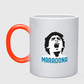 Кружка хамелеон с принтом Maradona Scream , керамика | меняет цвет при нагревании, емкость 330 мл | argentina | maradona | messi | sport | аргентина | гол | диего | марадона | месси | мяч | рука бога | спорт | футбол | чемпион