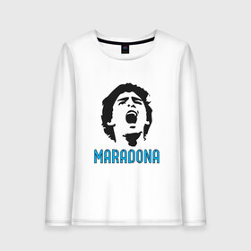 Женский лонгслив хлопок с принтом Maradona Scream , 100% хлопок |  | argentina | maradona | messi | sport | аргентина | гол | диего | марадона | месси | мяч | рука бога | спорт | футбол | чемпион