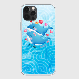 Чехол для iPhone 12 Pro Max с принтом Два дельфина , Силикон |  | cute | dolphin | два дельфина | дельфин | дельфин в море | дельфинами | любовь | милый | мир | подводный | сердечки