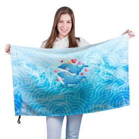 Флаг 3D с принтом Два дельфина , 100% полиэстер | плотность ткани — 95 г/м2, размер — 67 х 109 см. Принт наносится с одной стороны | cute | dolphin | два дельфина | дельфин | дельфин в море | дельфинами | любовь | милый | мир | подводный | сердечки