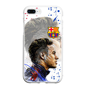 Чехол для iPhone 7Plus/8 Plus матовый с принтом НЕЙМАР / NEYMAR / БАРСЕЛОНА , Силикон | Область печати: задняя сторона чехла, без боковых панелей | barcelona. | football | neymar | paris saint germain football club | sport | uefa | барселона | неймар | неймар да силва сантос жуниор | пари сен жермен | псж | сборная бразилии | спорт | уефа | футбол