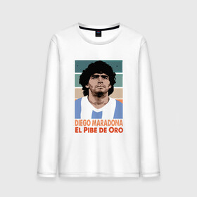 Мужской лонгслив хлопок с принтом Maradona - El Pibe De Oro , 100% хлопок |  | argentina | maradona | messi | sport | аргентина | гол | диего | марадона | месси | мяч | рука бога | спорт | футбол | чемпион