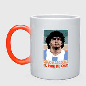 Кружка хамелеон с принтом Maradona - El Pibe De Oro , керамика | меняет цвет при нагревании, емкость 330 мл | argentina | maradona | messi | sport | аргентина | гол | диего | марадона | месси | мяч | рука бога | спорт | футбол | чемпион