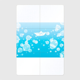 Магнитный плакат 2Х3 с принтом Бумажный кораблик , Полимерный материал с магнитным слоем | 6 деталей размером 9*9 см | Тематика изображения на принте: бумажный | кораблик | кораблики на синем | корабль | пузыри
