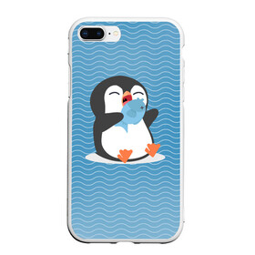 Чехол для iPhone 7Plus/8 Plus матовый с принтом Пингвин , Силикон | Область печати: задняя сторона чехла, без боковых панелей | ест рыбу | морские | океан | пингвин | пингвинчик | рыба | рыбку