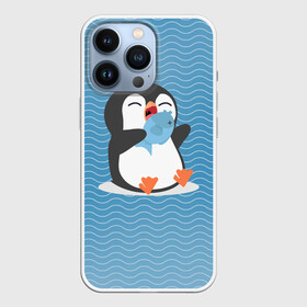 Чехол для iPhone 13 Pro с принтом Пингвин ,  |  | ест рыбу | морские | океан | пингвин | пингвинчик | рыба | рыбку