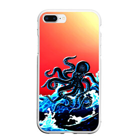 Чехол для iPhone 7Plus/8 Plus матовый с принтом Кракен в Море | Градиент , Силикон | Область печати: задняя сторона чехла, без боковых панелей | animal | beast | fade | kraken | monster | moon | ocean | octopus | sea | water | waves | вода | волны | градиент | животные | звери | кракен | луна | монстр | море | океан | осьминог | рыбы | щупальца
