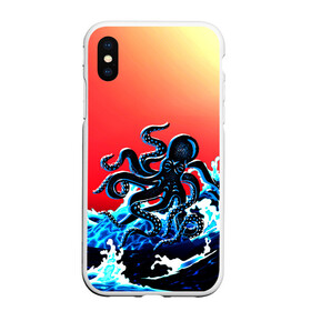 Чехол для iPhone XS Max матовый с принтом Кракен в Море | Градиент , Силикон | Область печати: задняя сторона чехла, без боковых панелей | animal | beast | fade | kraken | monster | moon | ocean | octopus | sea | water | waves | вода | волны | градиент | животные | звери | кракен | луна | монстр | море | океан | осьминог | рыбы | щупальца
